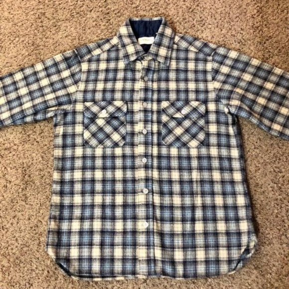 Vintage Arrow Plaid Flannel Mens M Used Wool Blend - Picture 4 of 8